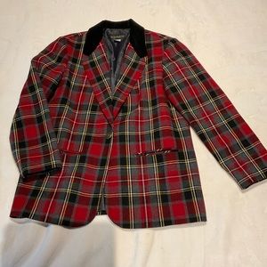 Vintage red plaid blazer